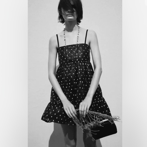 Zara Dresses & Skirts - NWOT Zara Sequin Polka Dot Dress SZ XL